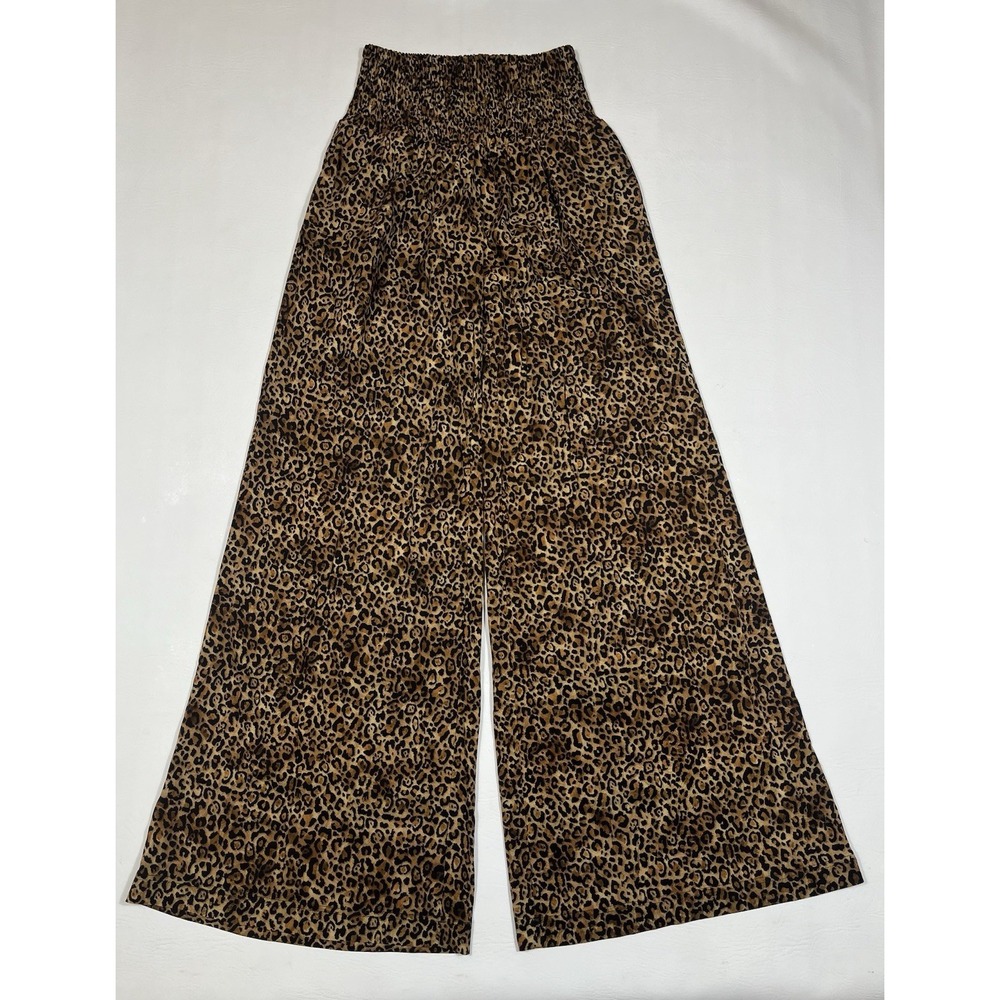 Kira Grace Portofino Travel Pants Womens Small Leopard Print Wide Leg Stretch